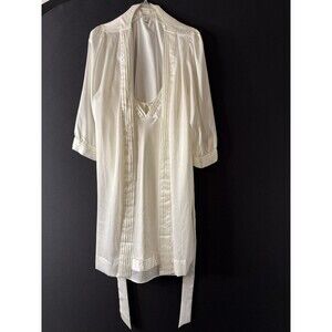 victoria secret Lingerie Bridal Set Robe Slip Dress Nightgown White